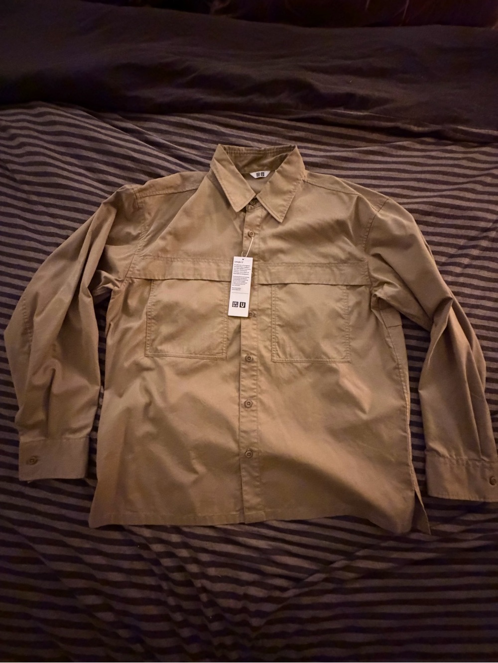 UNIQLO U Utility Oversized Long Sleeve Shirt Khaki Medium NWT